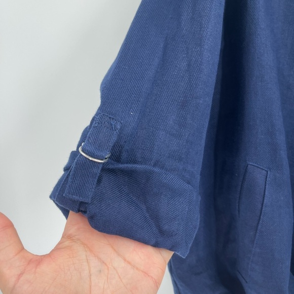 Chico's Womens Drawstring Hem 3/4 Sleeve Linen Jacket Lightweigh Blue Size 16/18 - Picture 8 of 10